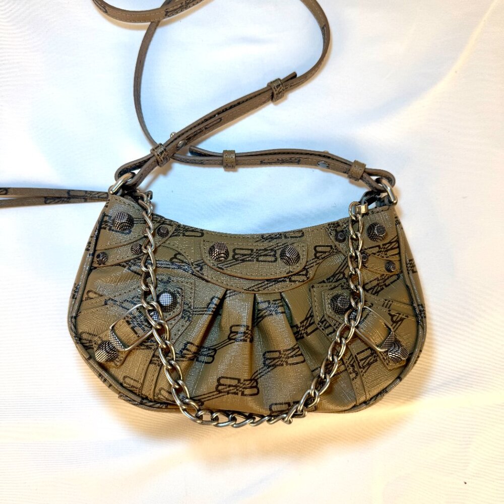 NWT BALENCIAGA Le Cagole Mini Crossbody Shoulder Bag Handbag Brown w chain - Picture 2 of 7